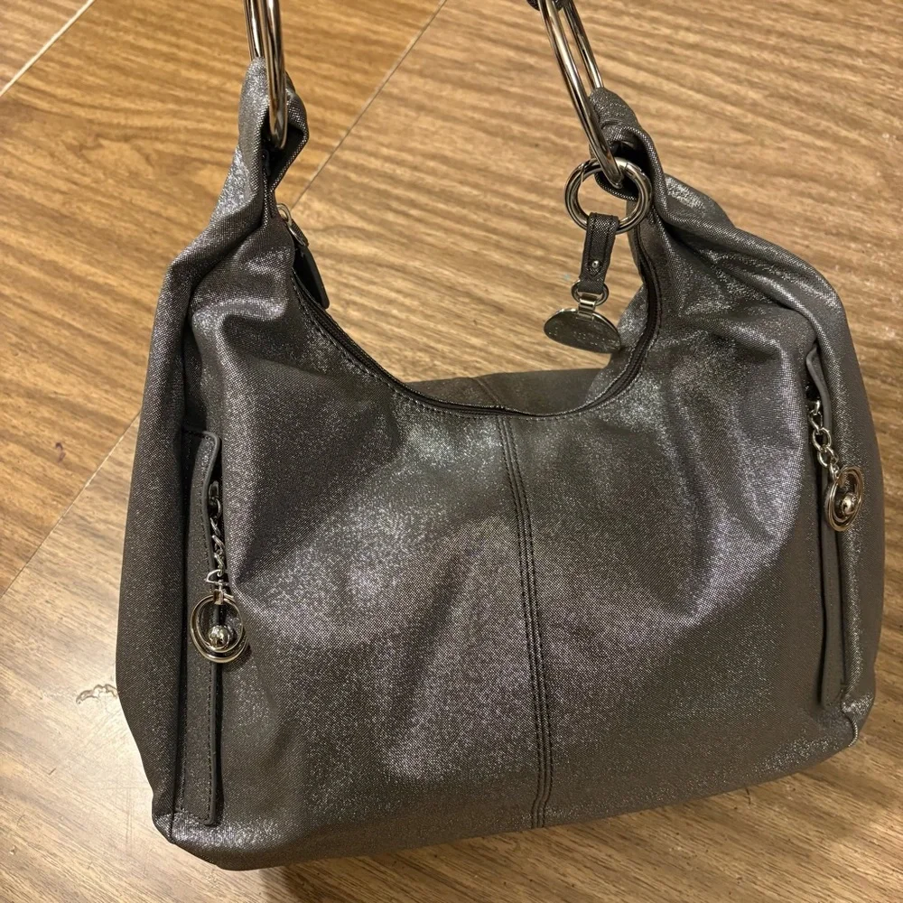 Jennifer Lopez Shimmering Gray Shoulder Bag